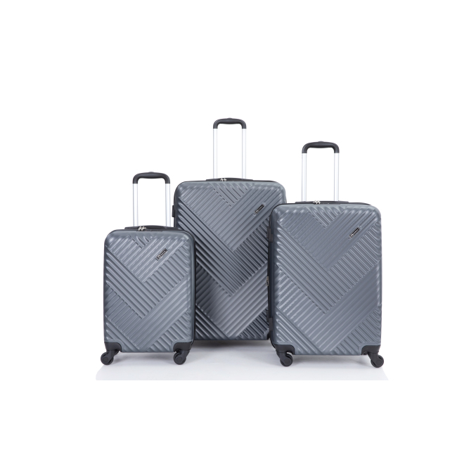 Expandable 3 Piece Luggage Sets PC Lightweight Suitcase with Two Hooks, Spinner Wheels, TSA Lock, (20/24/28), Gray